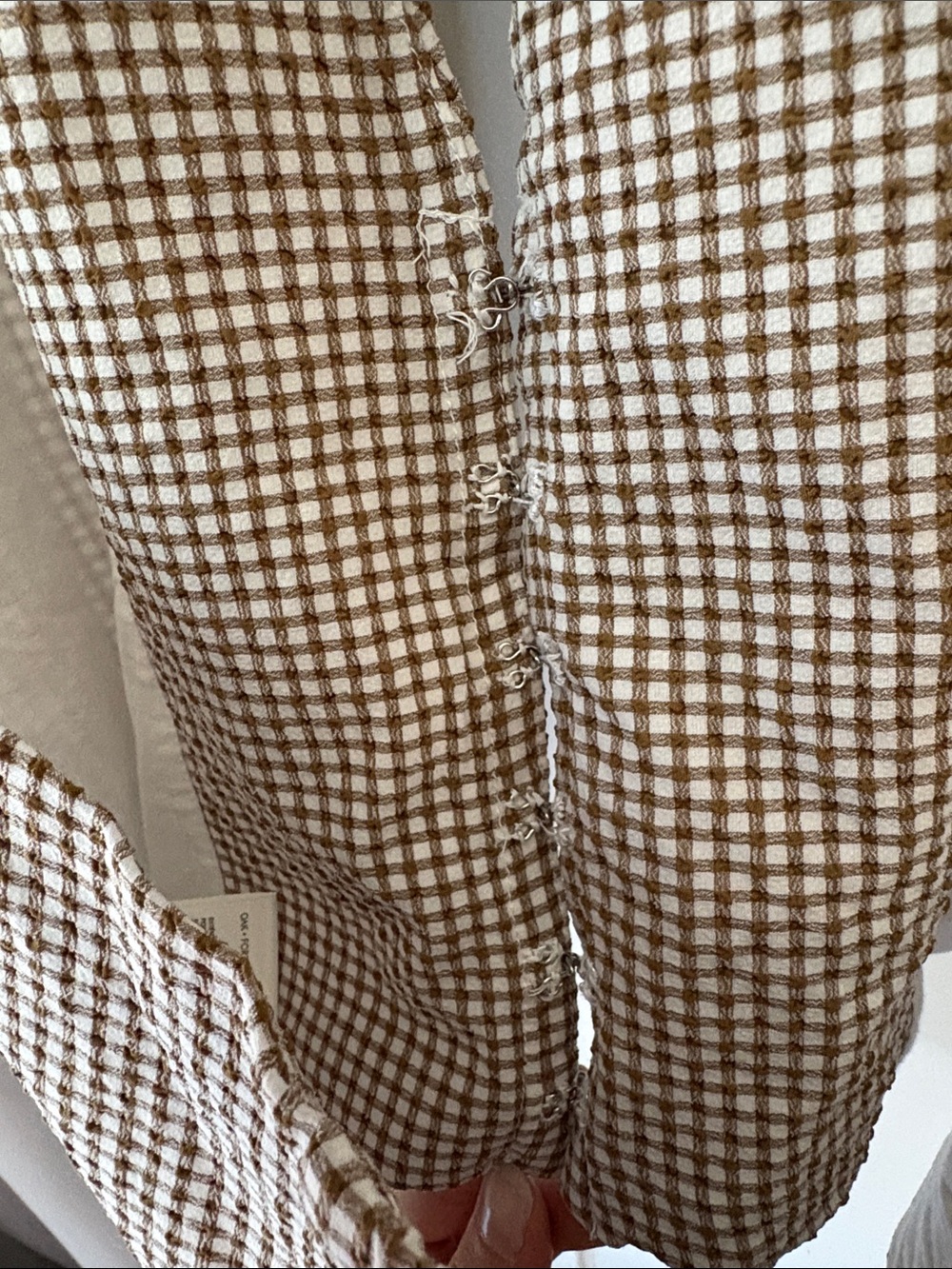 OAK + FORT Brown Gingham Halter Crop Top - Picture 4 of 7